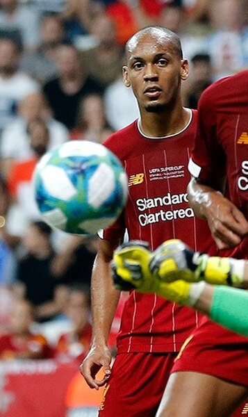 Fabinho playing for Liverpool in the 2019 UEFA Super Cup.