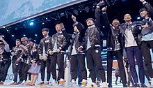 The London Spitfire won the 2018 Grand Finals. London Spitfire after winning 2018 Grand Finals - 1.jpg