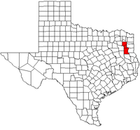 Mapa de Texas destacando el área metropolitana de Longview.