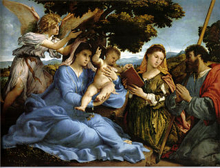 <i>Madonna and Child with Saint Catherine and Saint James</i> Painting by Lorenzo Lotto