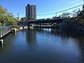 English: Pawtucket Street bridge, walkway footbridge, locks, and the Northern Canal from the Walkway by the Waste Gatehouse