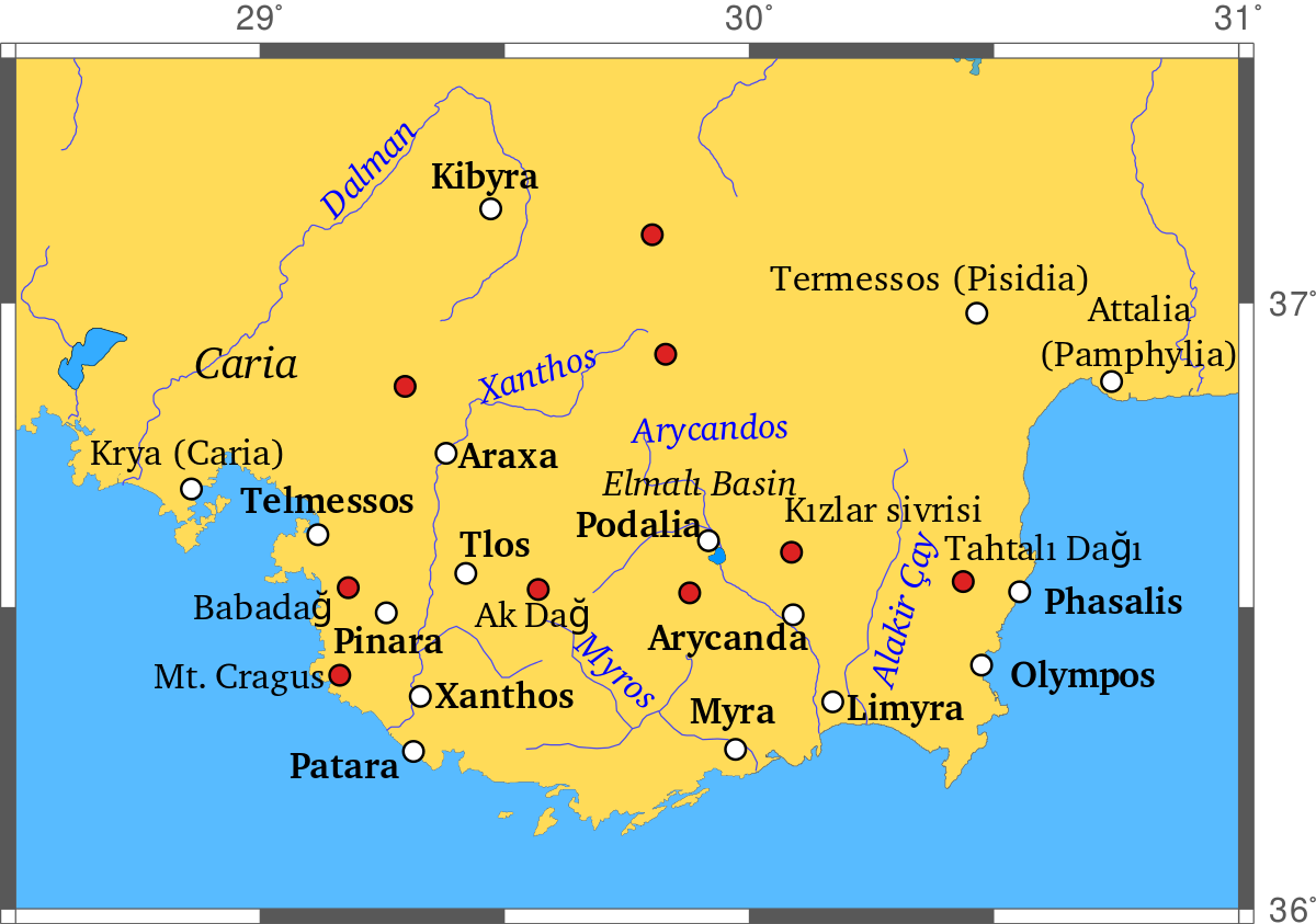 Город в турции на букву ы. Карта античной Ликии Турция. Ликия на карте Турции. Древняя Ликия на карте. Миры Ликийские на карте Турции.