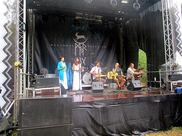 The Prussian post-folk band Kellan performing at the Baltic culture festival Mėnuo Juodaragis in Lithuania