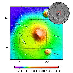 topografická mapa vulkánu Elysium Mons