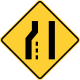 Left lane ends or road narrows.