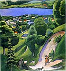 Landschaft am Tegernsee mit lesendem Mann Macke - Landschaft am Teggernsee mit lesendem Mann.jpg