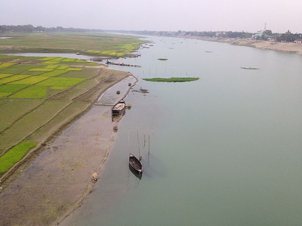 Mahananda river, view from captain mohiudding jahangir (bir shreshtha) bridge at Nawabganj district