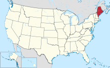 Map of the United States, highlighting Maine Maine in United States.svg