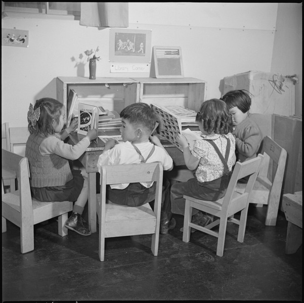 File:Manzanar Relocation Center, Manzanar, California. Children are taught democratic games in the nurse . . . - NARA - 536696.tif