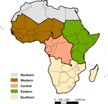 Regional Map portraying the four regions of Sub Saharan Africa Africa with North Africa in gray. Map-of-the-five-regional-definitions-of-Africa-used-in-this-study-Note-that-the-Northern.png