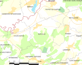 Mapa obce Burgille