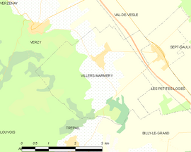 Mapa obce Villers-Marmery