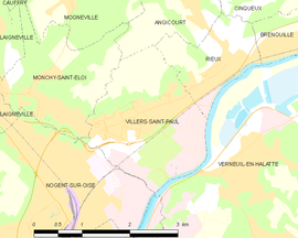 Mapa obce Villers-Saint-Paul