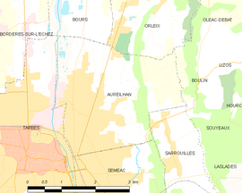 Mapa obce Aureilhan