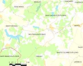 Poziția localității Moutiers-en-Puisaye
