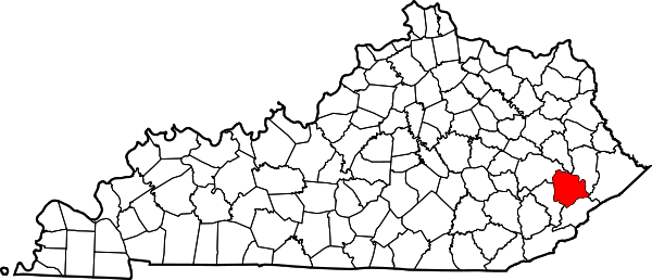 Map of Kentucky highlighting Knott County