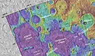 Map showing relative positions of Atlantis Chaos, Gorgonum Chaos, Magelhaens Crater and Simois Colles