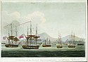 Lukisan karya Thomas Whitcombe yang menggambarkan pelabuhan Batavia pada tahun 1806.