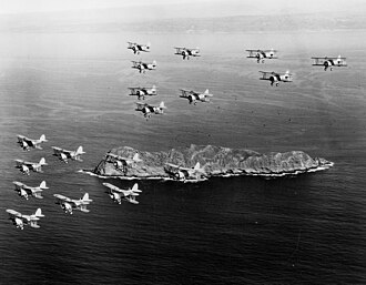 18 BM-1s and BM-2s from VT-1S off San Diego. Martin BMs VT-1S in flight.jpg