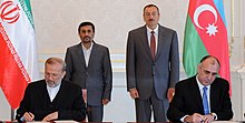 In 2010, a memorandum of understanding and co-operation in the field of energy and transport was signed in Baku. Memorandum of Understanding on co-operation was signed between Azerbaijan and Iran in the field of energy and transport.jpg