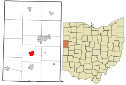 Местоположение в округе Мерсер и штате Огайо. 