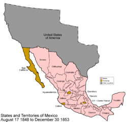 Map of Mexico as it was from August 17 1848 to December 30 1853