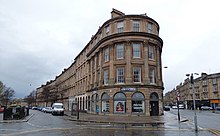 Rounded tenement at junction of Argyle Street and Minerva Street Minerva Street (geograph 5247545).jpg