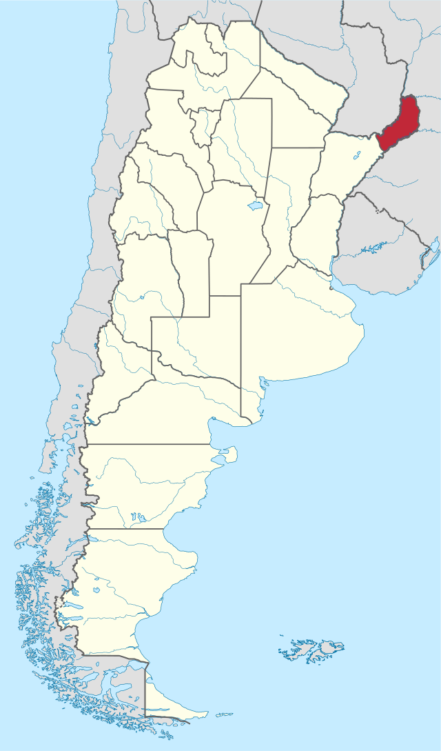 米西奧內斯省在阿根廷的位置