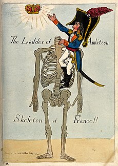 Napoléon climbing a headless skeleton trying to reach an una Wellcome V0011313.jpg