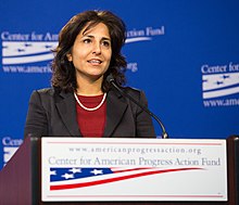 Tanden speaking in 2013 on behalf of the Center for American Progress NeeraTanden2013-10-29cropped.jpg