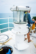 The signal lamp on lighthouse deck