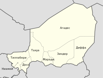 Niger, administrative divisions - ru - monochrome.svg