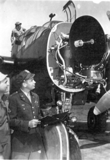 Details of the antenna's mounting and rotation motor are clear in this post-war image. This aircraft was one of several P-61's being used in the Thunderstorm Project to characterize storms using microwave radar.