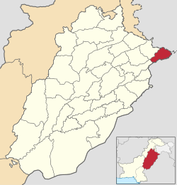 Karte von Pakistan, Position von Distrikt Narowal hervorgehoben