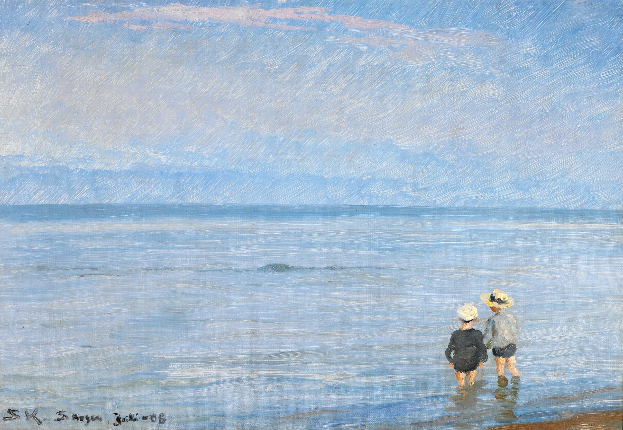 Fil:Peder Severin Krøyer - Den blå time, l'heure bleu. Aftenstemning ved med to soppende børn - 1908.png - Wikipedia, frie encyklopædi