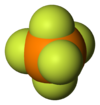 五フッ化リン分子の空間充填モデル