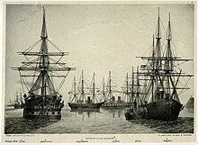 The ships used for the first attempt, at Valentia Island. Plate 2. The ships of the squadron.jpg