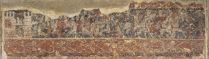 File:Profane paintings from Sigena- Soldiers defending a castle and cavalcade of knights - Google Art Project.jpg