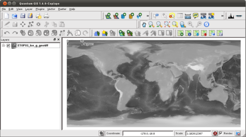 2. Topographical data will appear in grey.