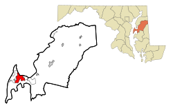 Queen Anne's County Maryland Incorporated en Unincorporated gebieden Chester Highlighted.svg