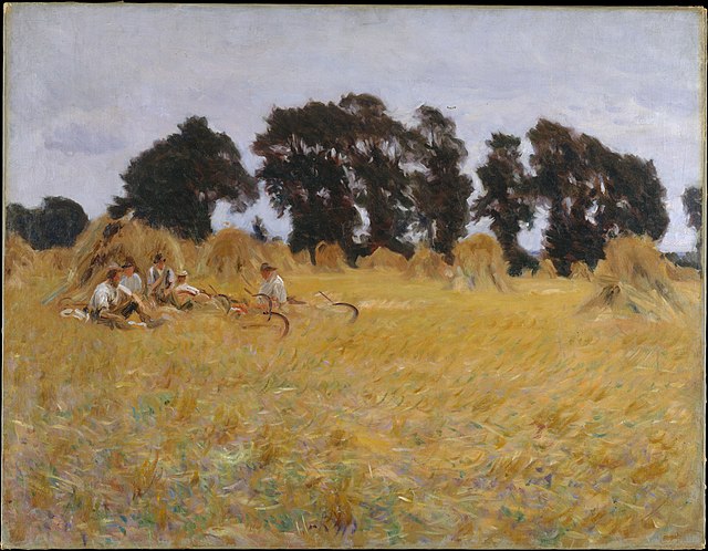 Reapers Resting in a Wheat Field, painted by American impressionist John Singer Sargent near Broadway in 1885