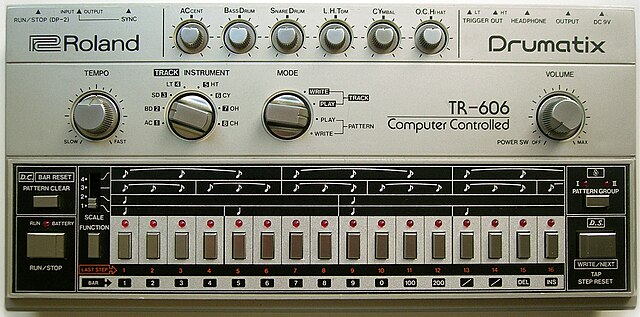 A Roland TR-606 drum machine, the model Albini used to create Big Black's drum sound