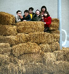 Enfants dans la paille.