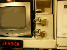 These two locks are part of the implementation of the two-man-rule in a Minuteman ICBM launch control capsule. SAS Container.png