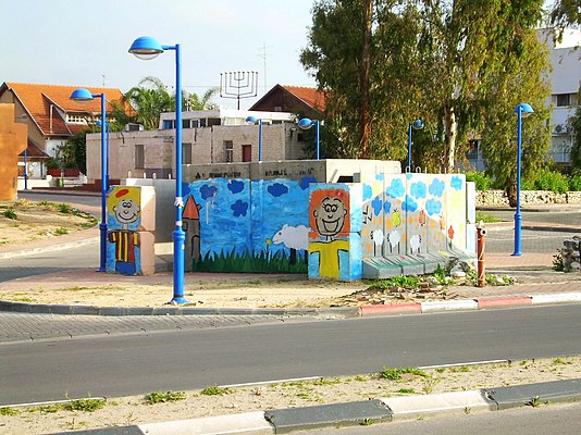 Entrance to a public bomb shelter in Sderot, Israel