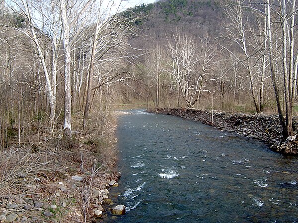 Seneca Creek, incised into the Allegheny Front west of Seneca Rocks, West Virginia. This short but steep creek originates along the Eastern Continenta