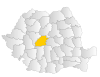 Map of Romania highlighting Sibiu County