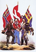 Norwegia, Denmark dan Swedia bergandengan tangan pada poster abad ke-19
