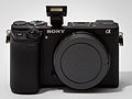 Миниатюра для Файл:Sony Alpha ILCE-6300 APS-C-frame camera with body cap flash extended.jpeg