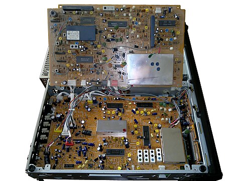 Two main circuit boards: upper part covers the lower part. Photographed from top unit.